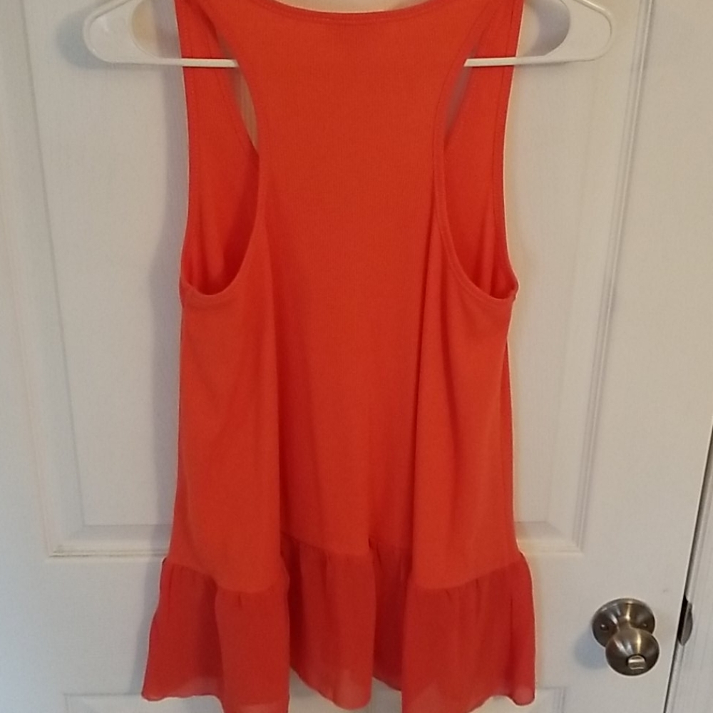 Umgee Orange Racerback Ruffled Hem Tank Tunic - Picture 6 of 7